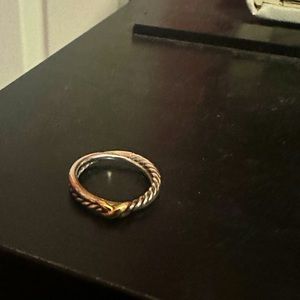 David Yurman Petite X ring in sterling silver with 18K yellow gold